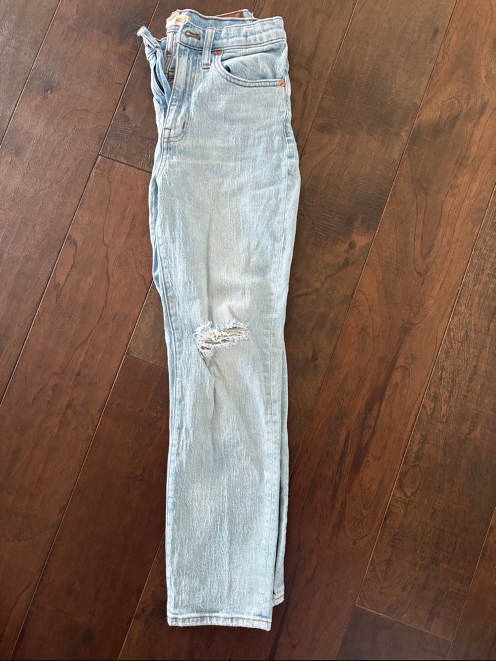 Madewell Light Blue Skinny Jeans with Knee Distress